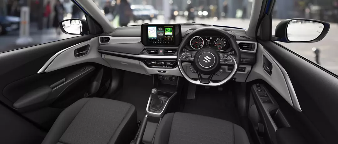 View of front dashboard in Suzuki Swift