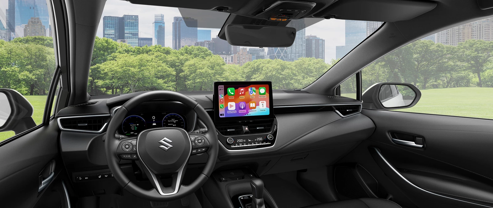 Suzuki Swace interior showcasing advanced tech and safety features.