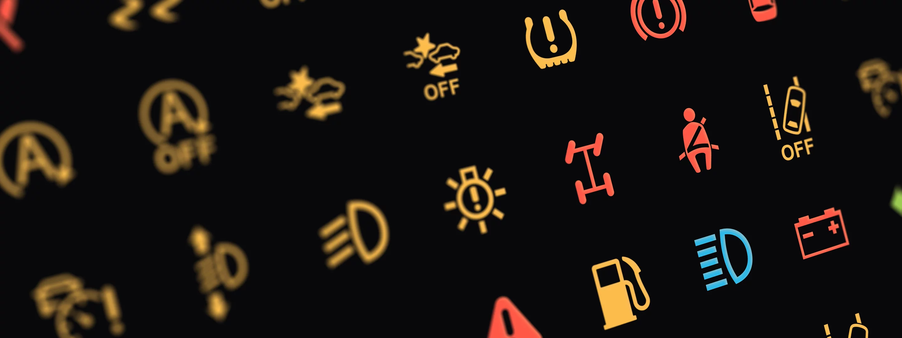 Collection of the dashboard lights on a black background