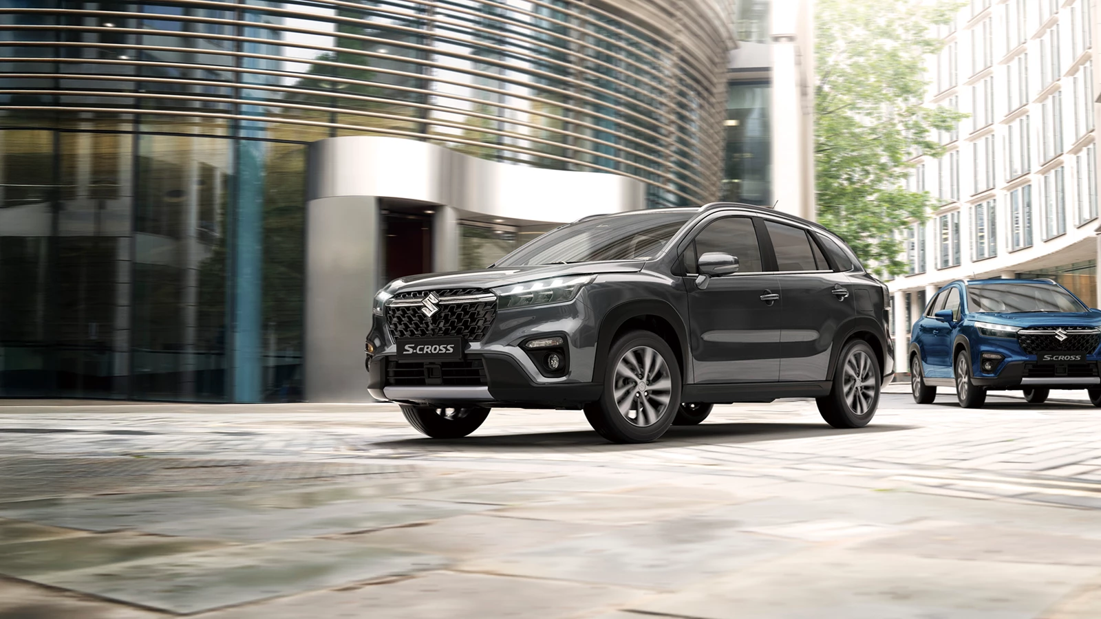 Suzuki S-Cross hybrid SUV parked in an urban setting